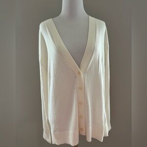 NWT Banana Republic Factory Ivory V-Neck Forever Sweater Cardigan Size Large